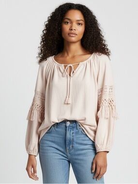 SACK’S Light pink Boho Peasant Blouse